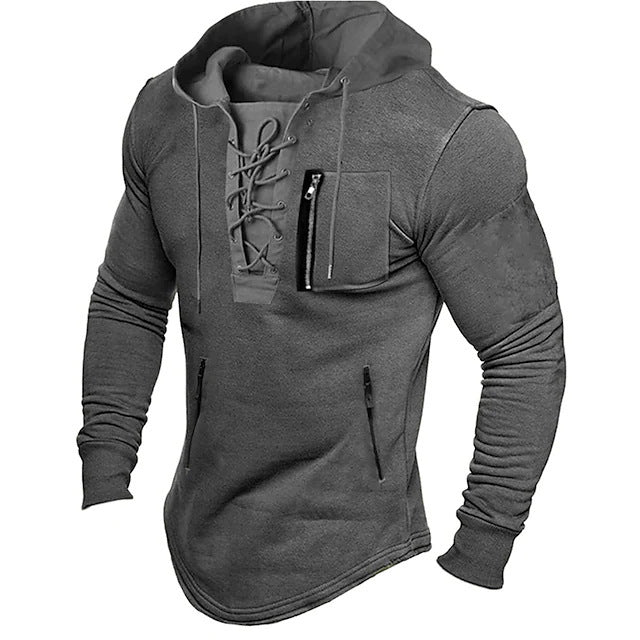Herren modischer Kapuzenpullover mit einzigartigem Schnürdesign Berg-Feldt