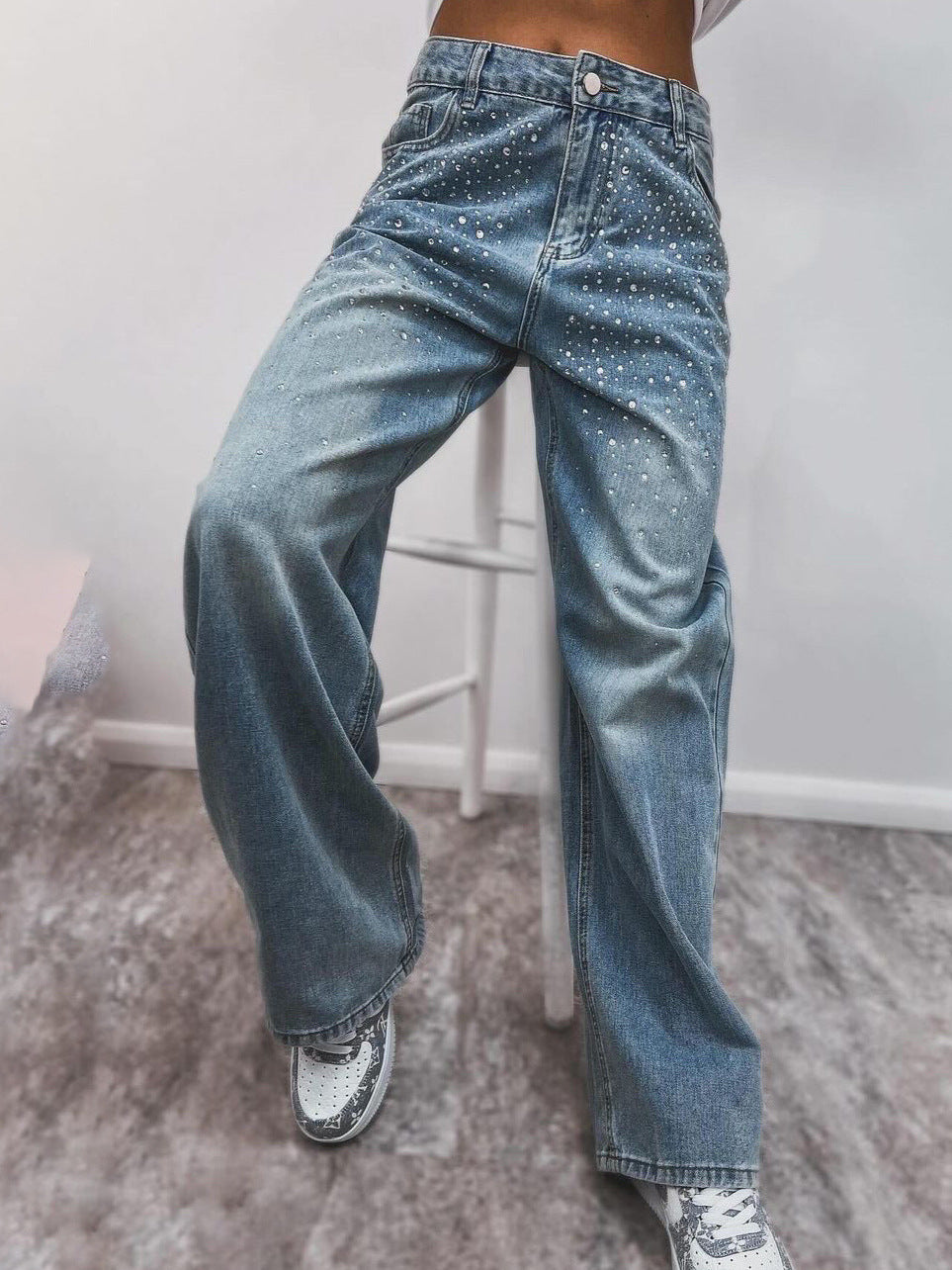 Jean en denim pour femme avec applications scintillantes de strass Berg-Feldt