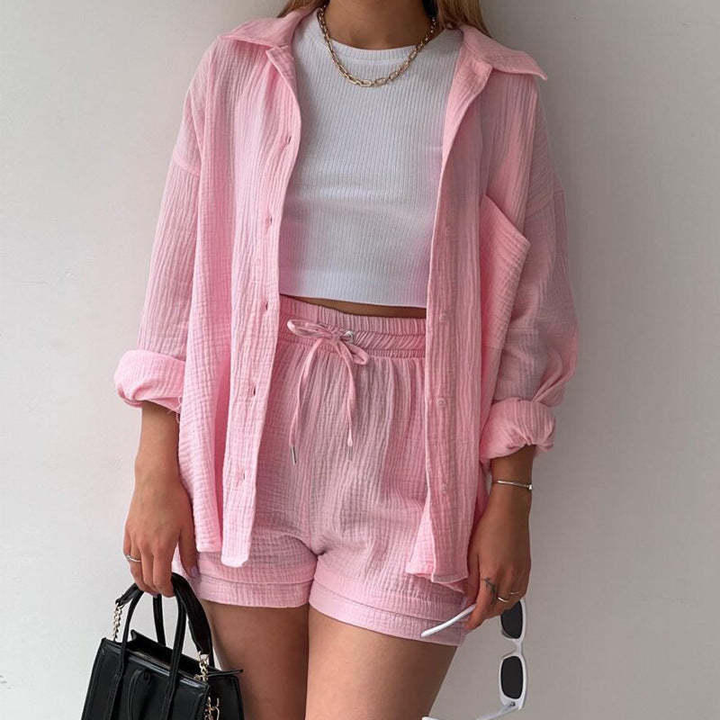 Ensemble décontracté pour femme : veste chemise à manches courtes et short de berg-feldt