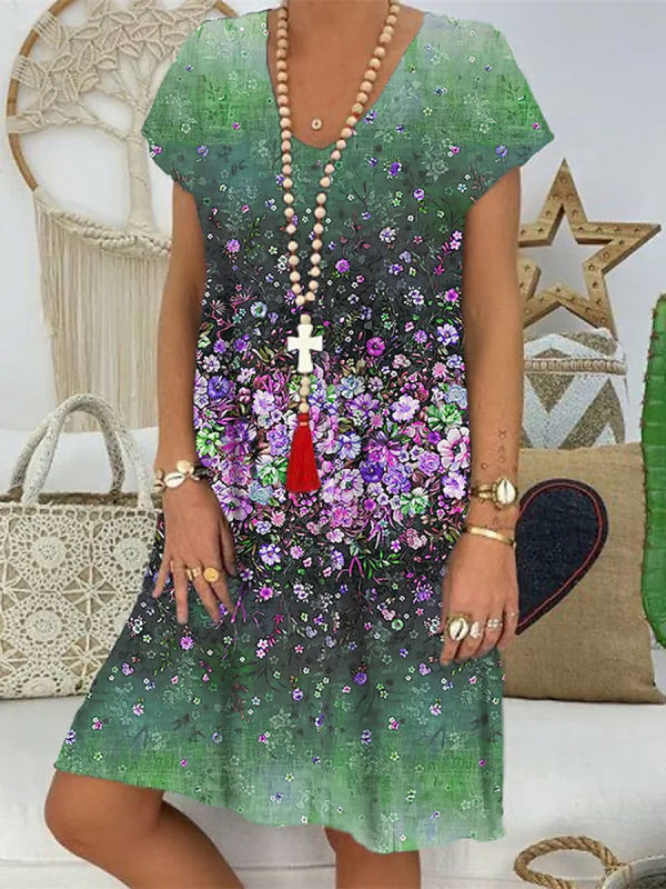 A-Linie Damenkleid mit Cap-Ärmeln und Blumenmuster von berg-feldt