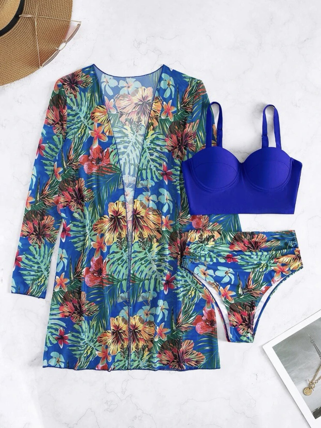 Women's Floral Print Swim Cover-Up and Bikini Set by berg-feldt