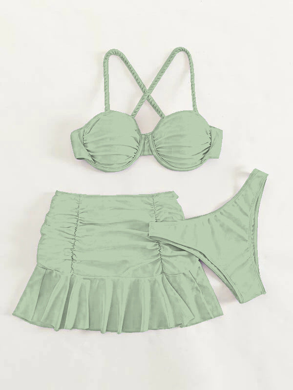 Haut de bikini et jupette Berg-Feldt pour femme avec design à bretelles croisées sophistiqué