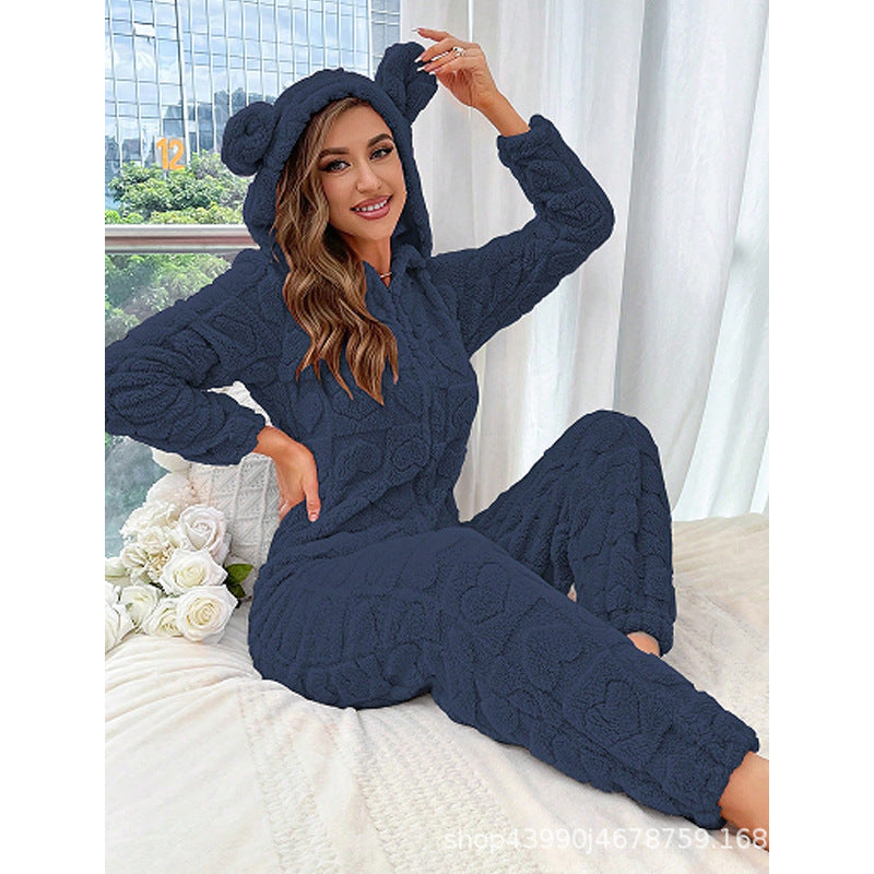 Combinaison Pyjama Polaire Douillette à Capuche pour Femme Berg-Feldt