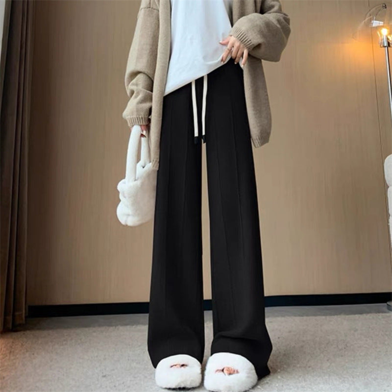 Pantalon en tricot confortable taille haute avec cordon de serrage pratique pour femme Berg-Feldt