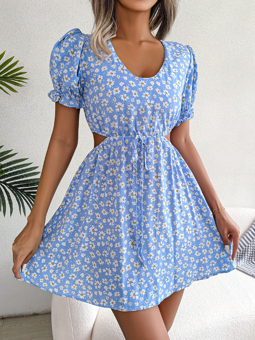 Robe fleurie à découpes et volants pour femme berg-feldt