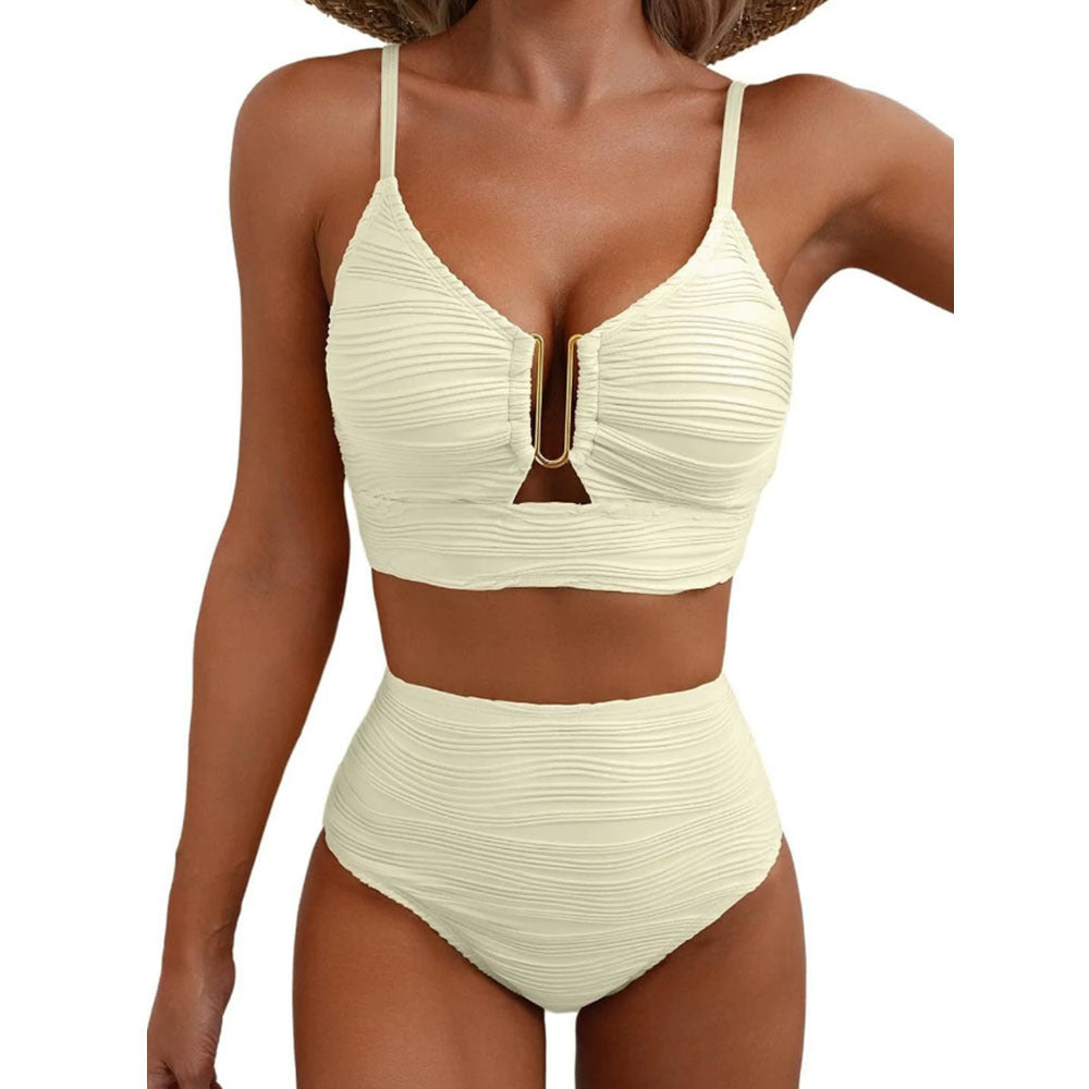 Women's High-Waisted Ruffle Bikini Set with Keyhole Detail by berg-feldt