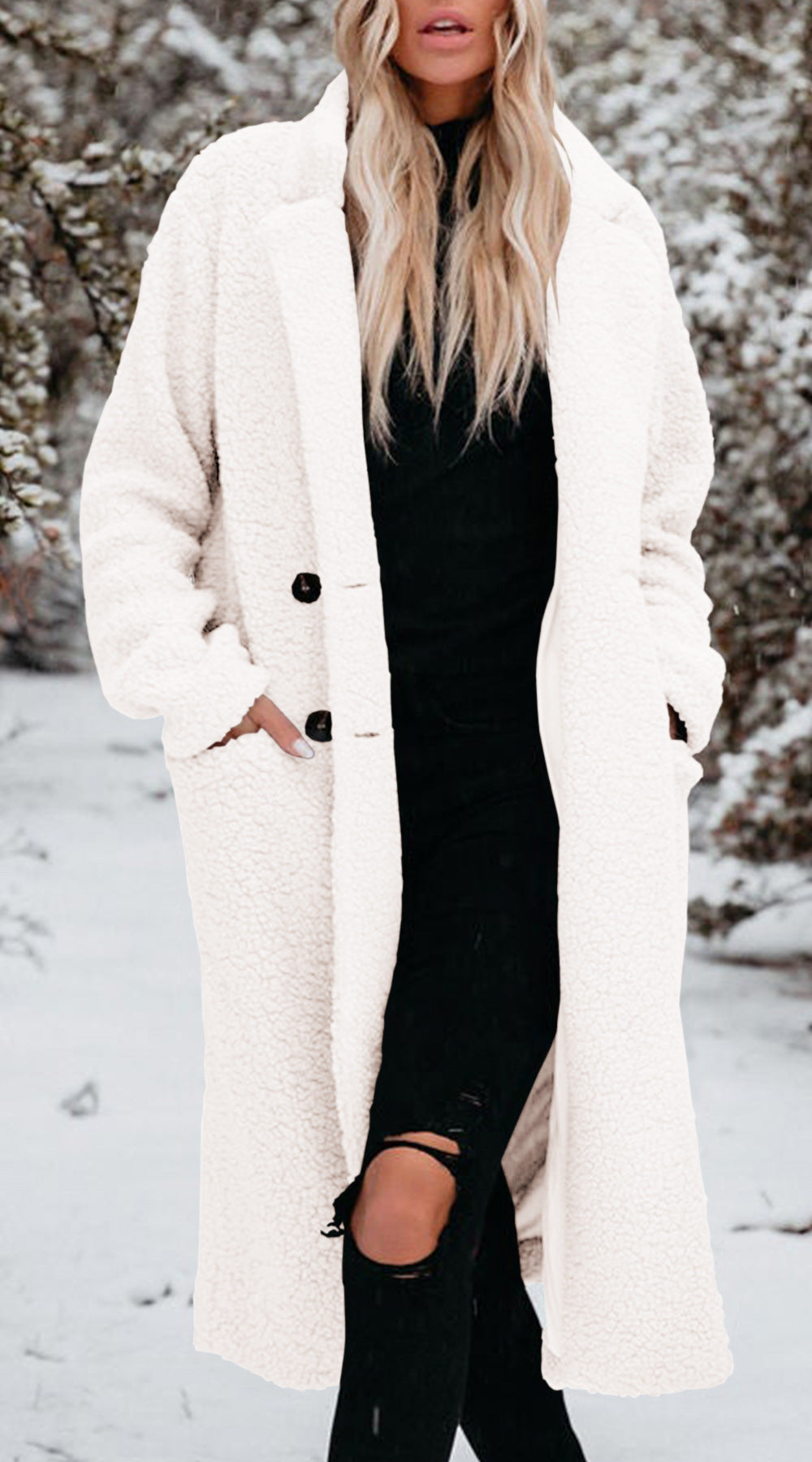 Damen Oversized Teddy-Mantel mit Knopfverschluss und praktischen Taschen Berg-Feldt