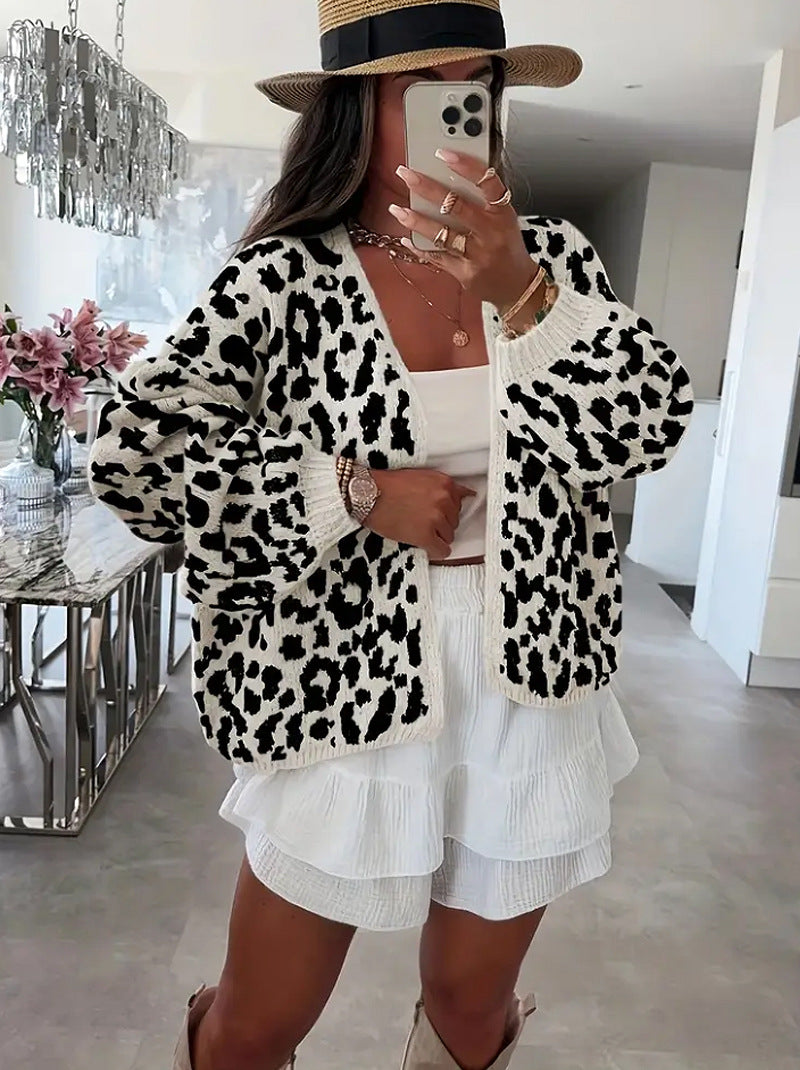 Cardigan en maille décontracté pour femme avec motif léopard élégant Berg-Feldt