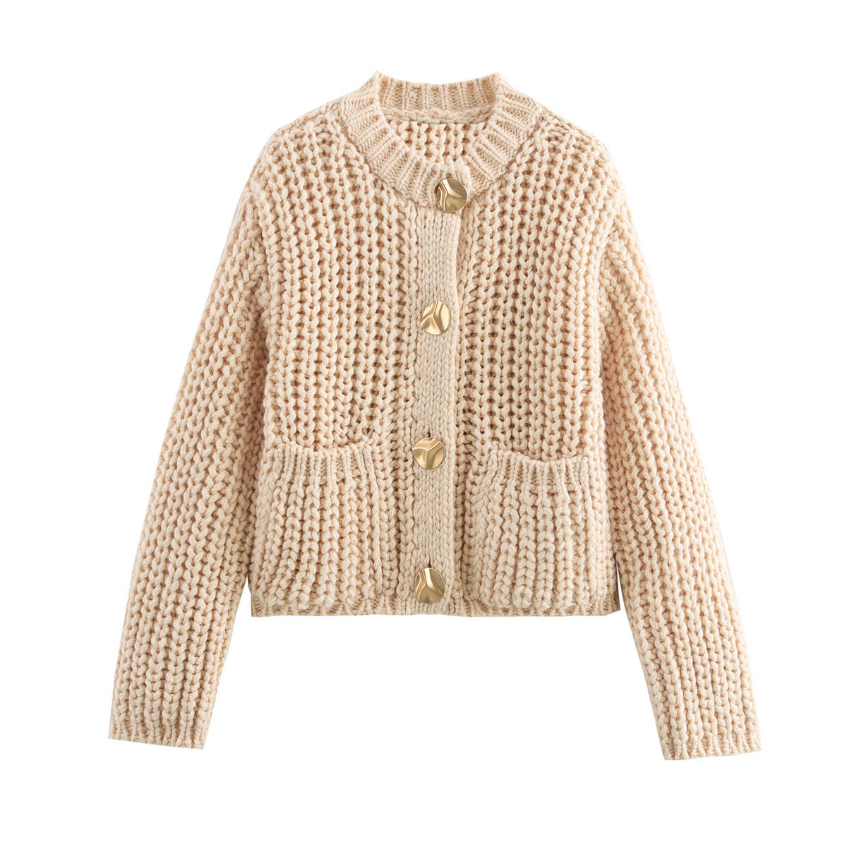 Women's Chunky Knit Cardigan with Buttons and Pockets by berg-feldt