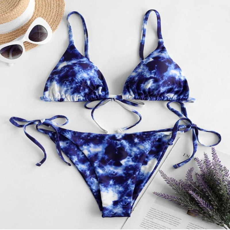 Tie Dye Triangle Top Vikini Pink & Black main image 1
