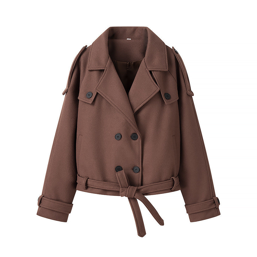 Women's Double-Breasted Utility Jacket with Adjustable Waistband by berg-feldt