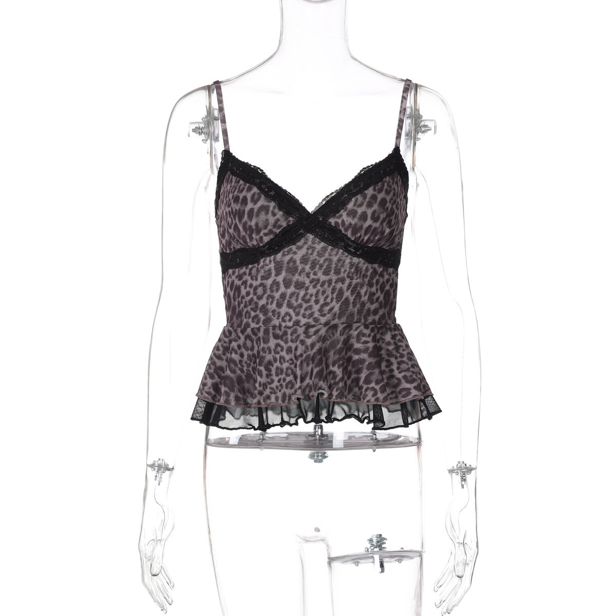 Elegante Damenbluse mit Peplum, Spitze und Leo-Print von berg-feldt