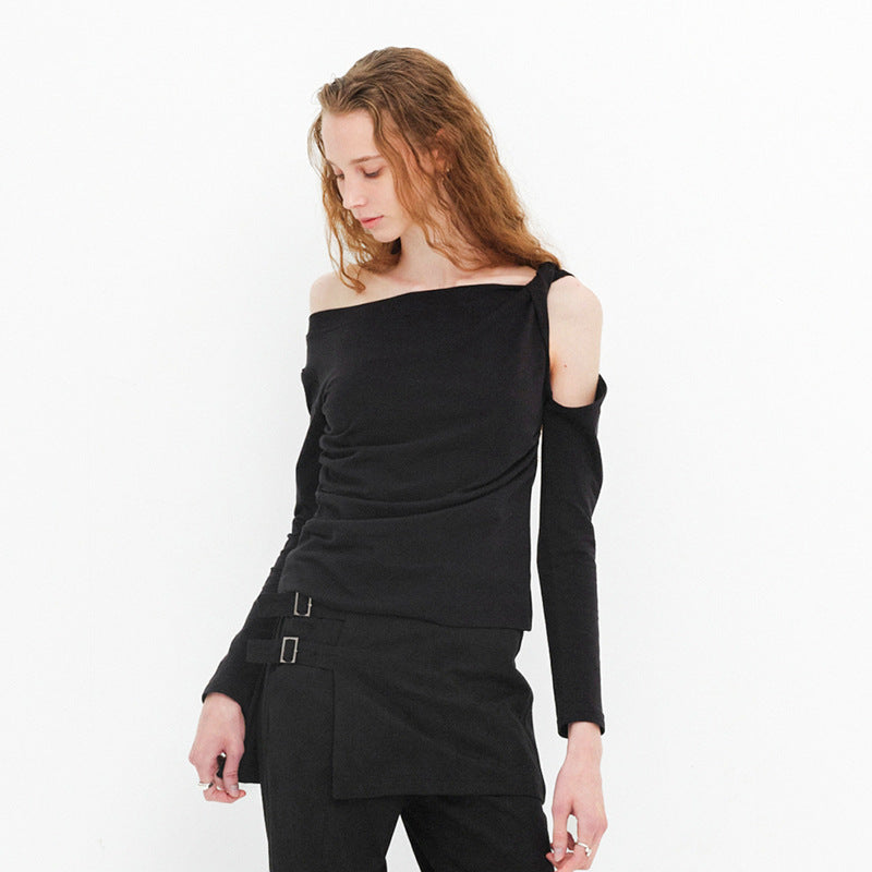 Asymmetrisches Damen-Langarm-Top mit Knotendetail von berg-feldt