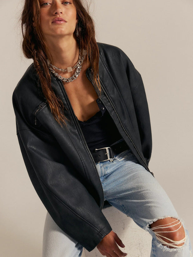 Veste de montagne en cuir véritable pour femme