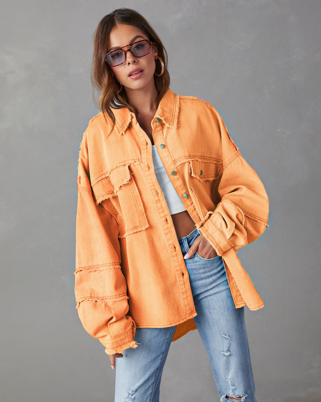 Women's Oversized Distressed Denim Jacket by berg-feldt