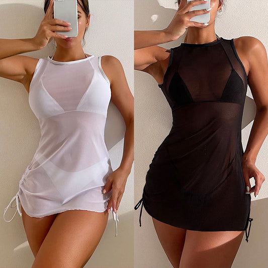 Badeshirt für Damen mit transparenten Einsätzen und verstellbaren Rüschen von berg-feldt
 - berg-feldt