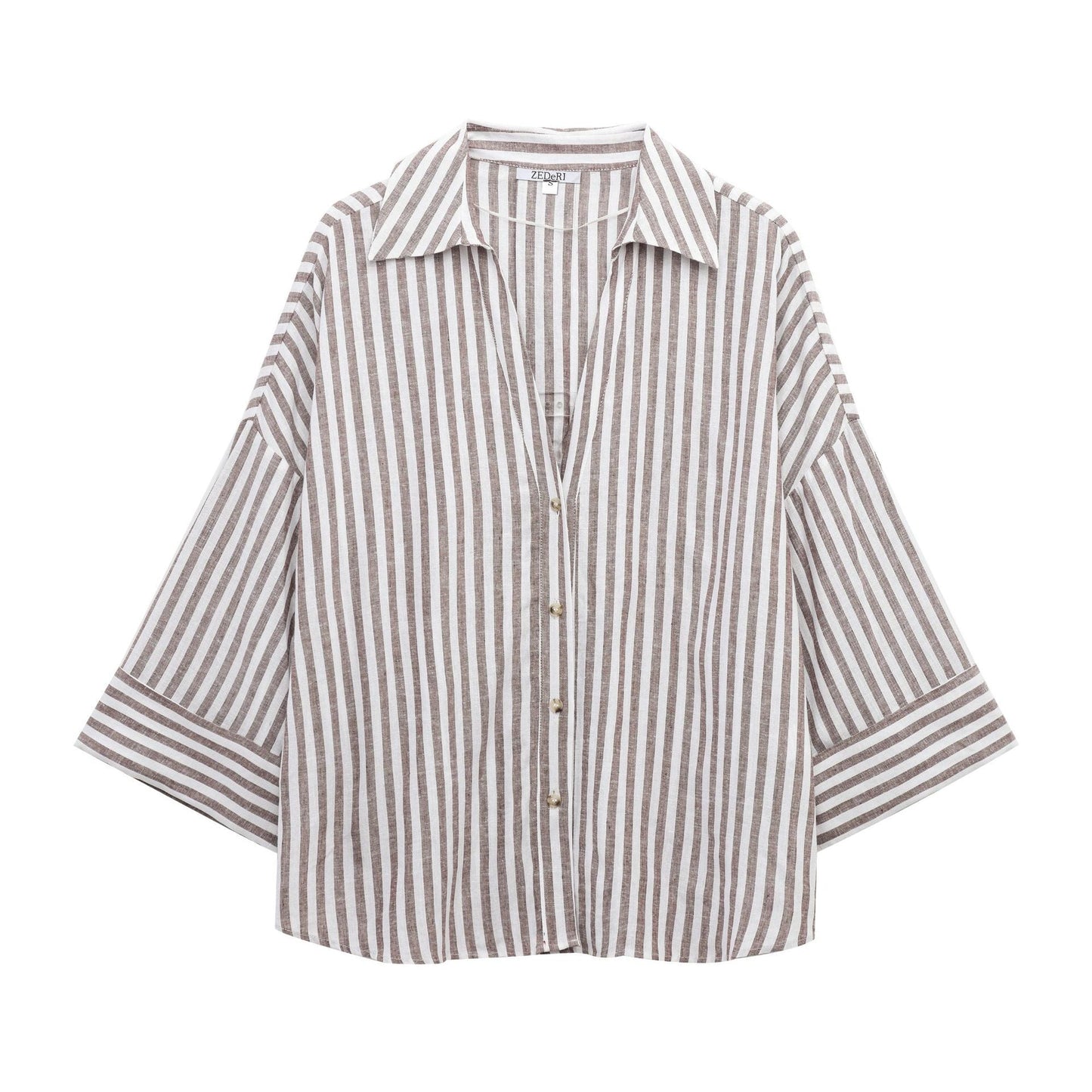 Women's Striped Linen Button-Up Blouse berg-feldt