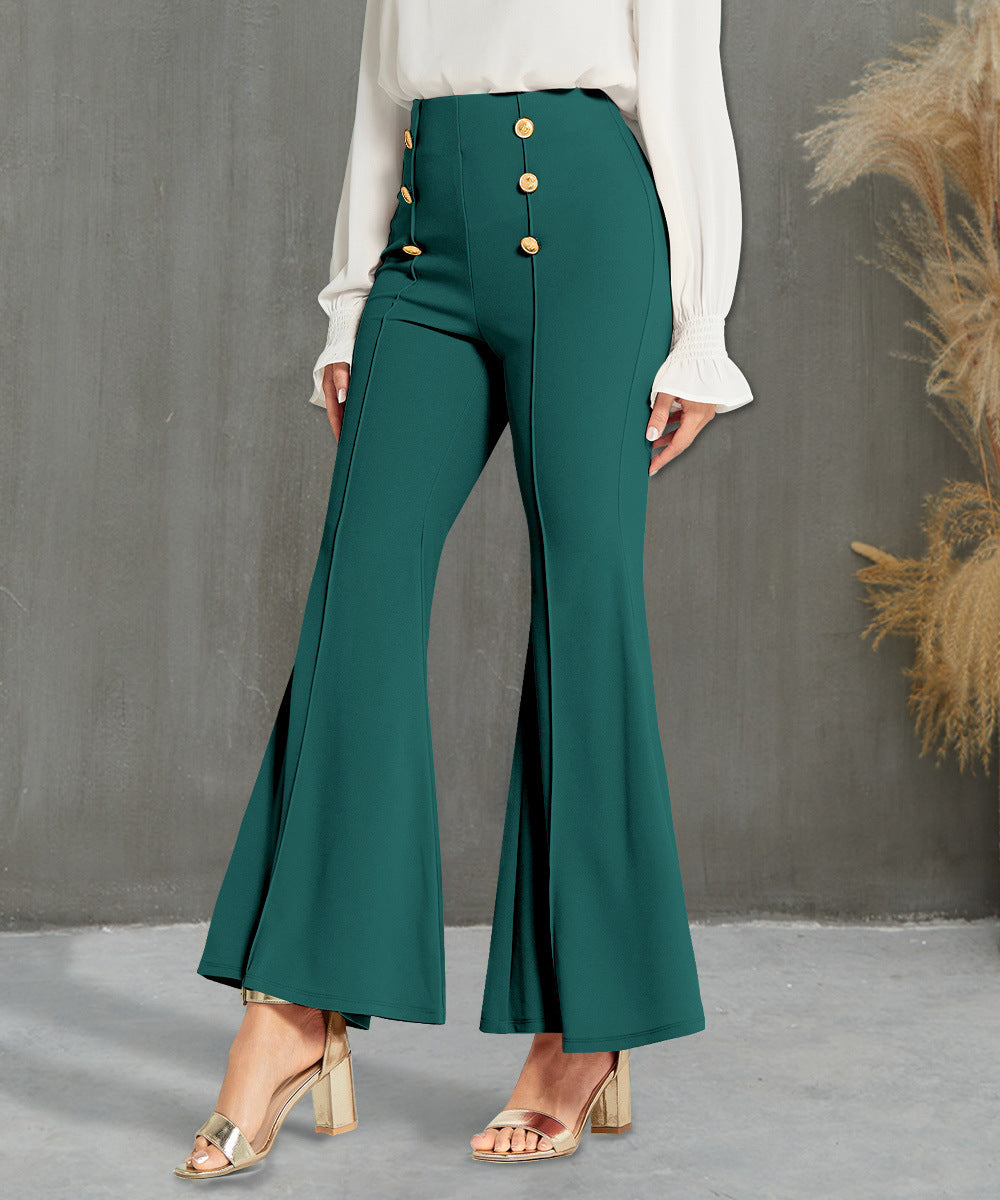 Weite Damenhose mit hoher Taille und Knopfdetail von berg-feldt