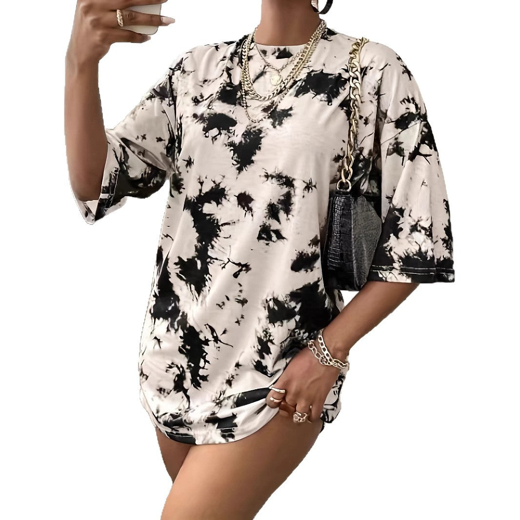 Weites Damen-T-Shirt mit lässigem Batik-Print und Rundhals-Ausschnitt von berg-feldt