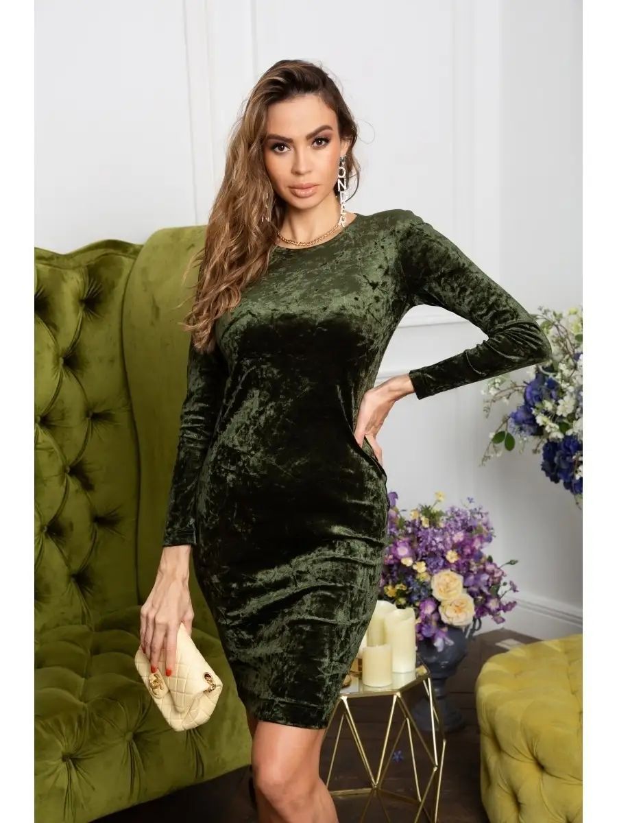 Elegantes Damen-Midikleid aus Samt mit langen Ärmeln von berg-feldt