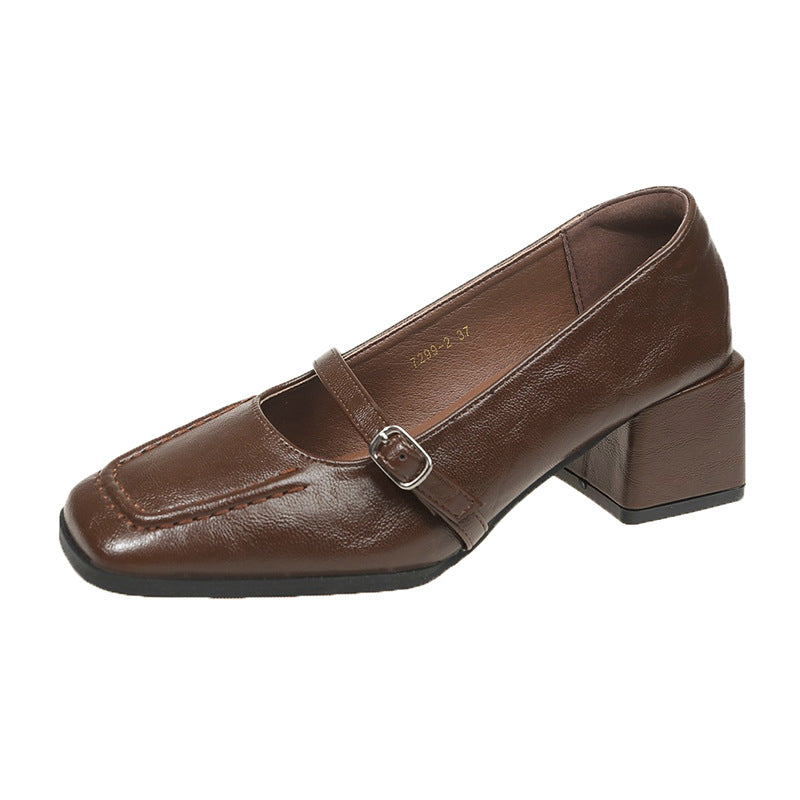 Anpassbare Damen Mary Janes mit quadratischer Spitze und Blockabsatz von berg-feldt