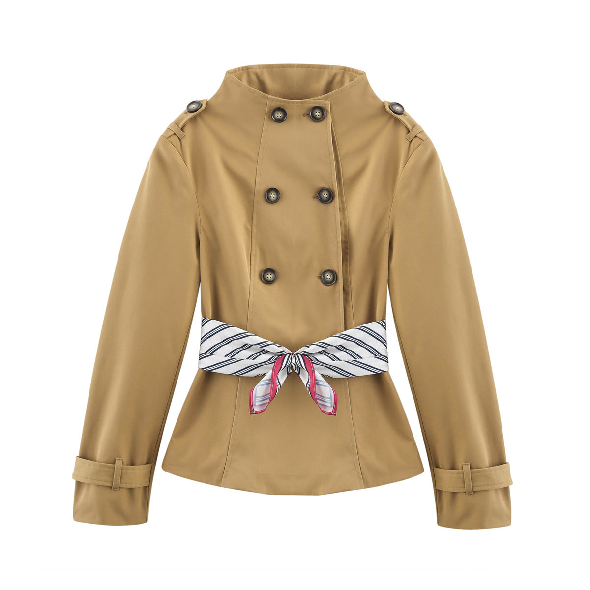 Women's Double Zipper Utility Jacket with Decorative Bow by berg-feldt
