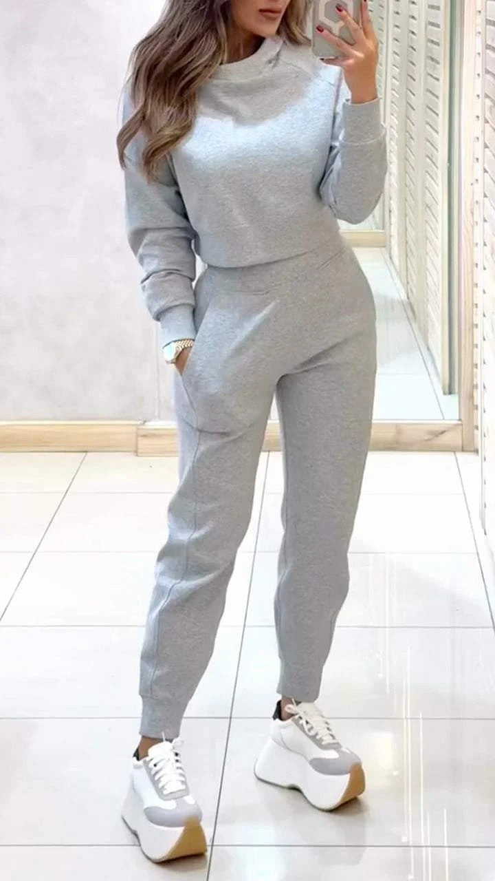 Ensemble décontracté pour femme, sweatshirt à col montant et poignets, de berg-feldt