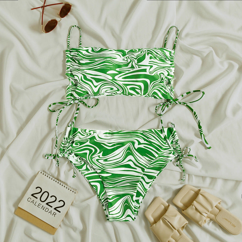 Ensemble bikini femme berg-feldt avec motif ondulé tendance et bretelles réglables
