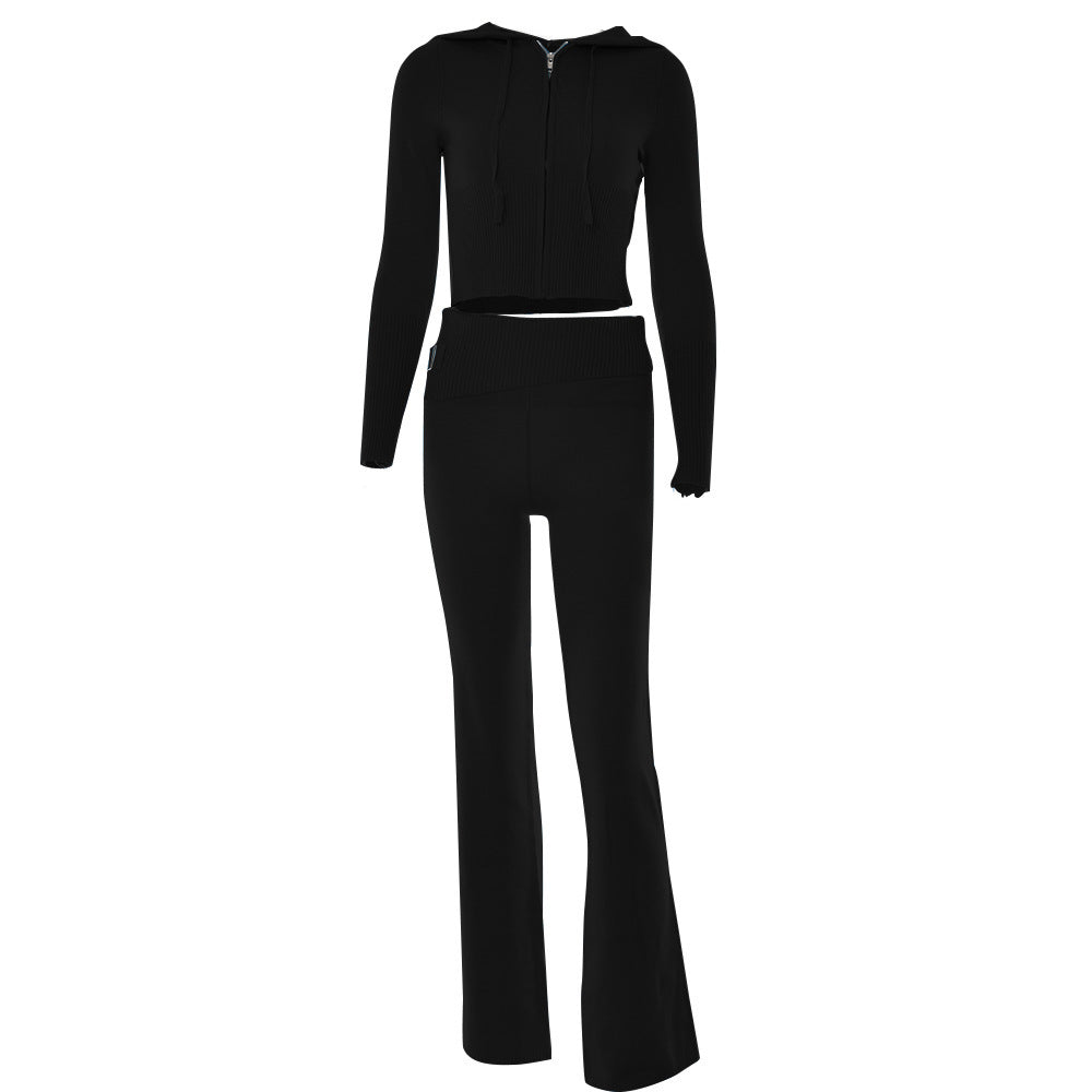 Women's Cropped Zip-Up Fitness Hoodie Set by berg-feldt