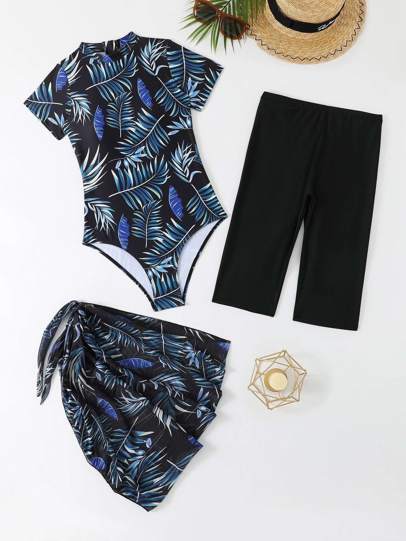 Combinaison de surf féminine à motifs floraux et short cycliste intégré de berg-feldt