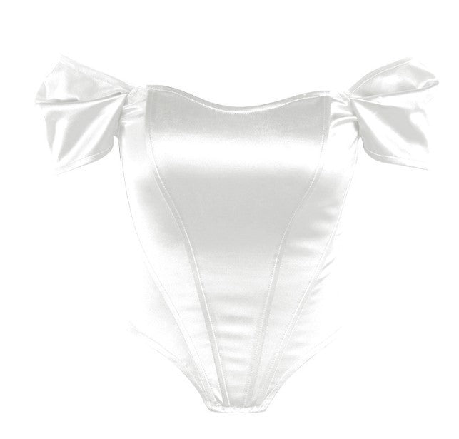 Damen Haut-schulterfreies Oberteil Elegant Puffärmel Berg-Feldt