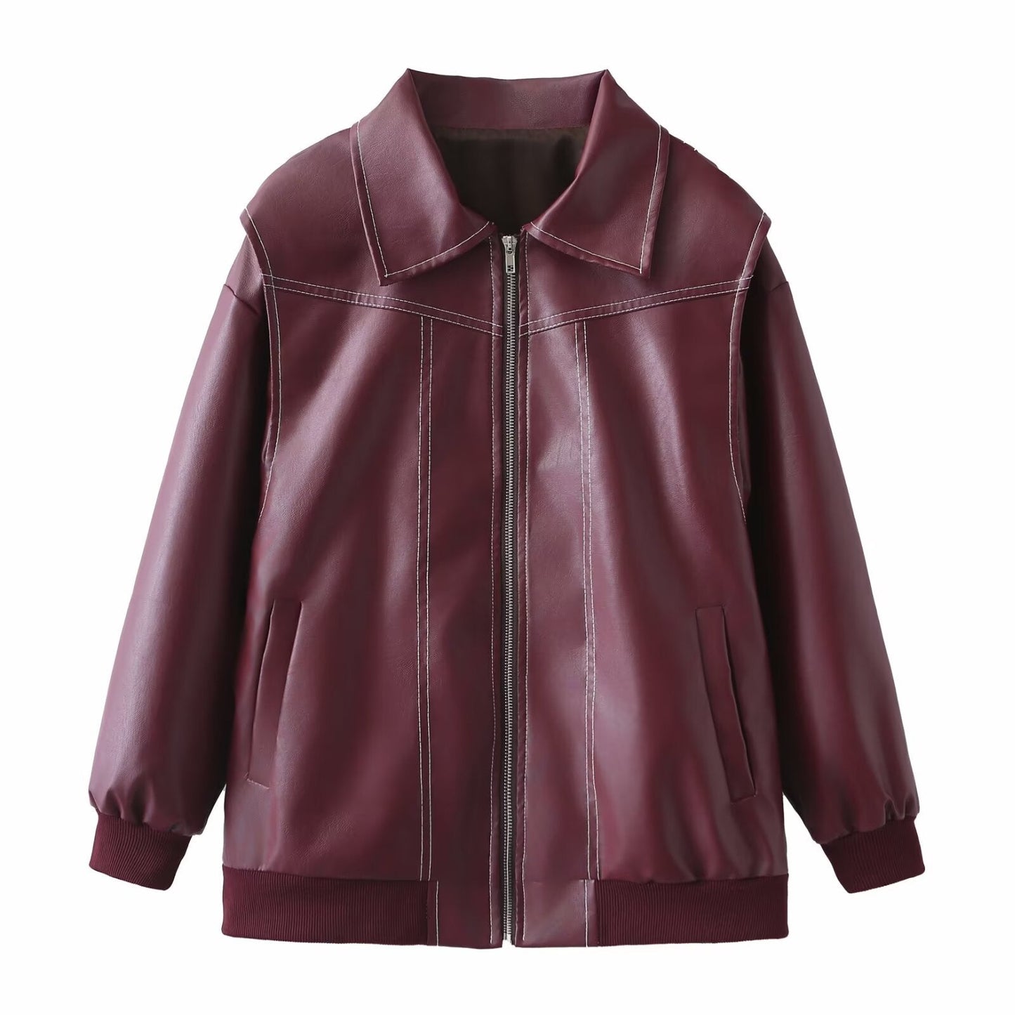 Women's Casual Faux Leather Bomber Jacket berg-feldt