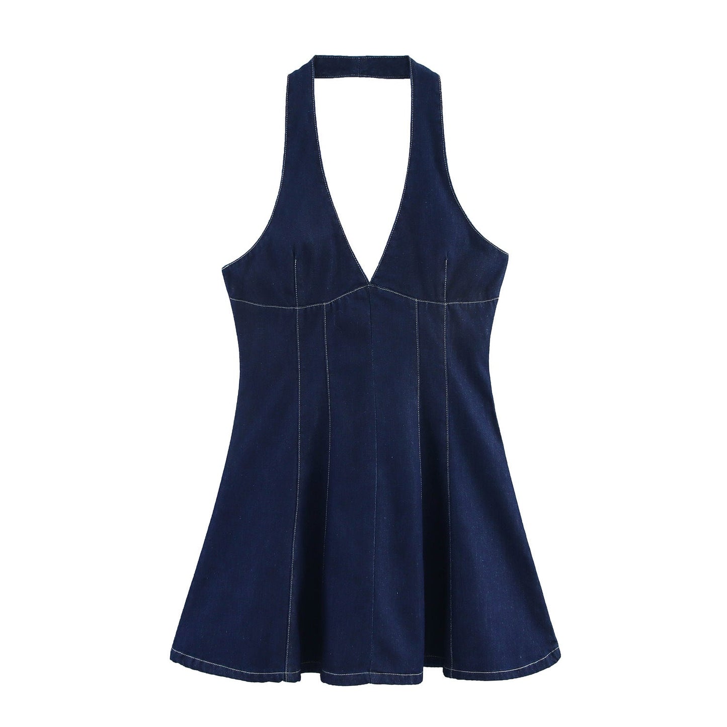 Women's Halter Neck Denim Flare Dress by berg-feldt