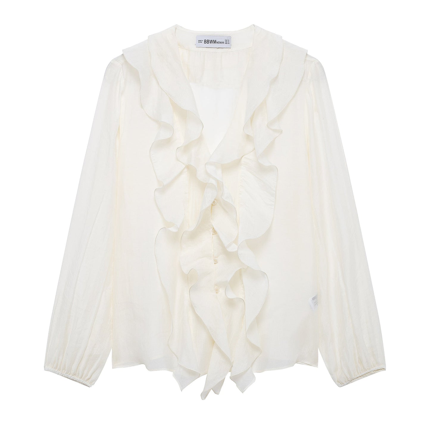 Women's ruffled silk blouse with button closure by berg-feldt
