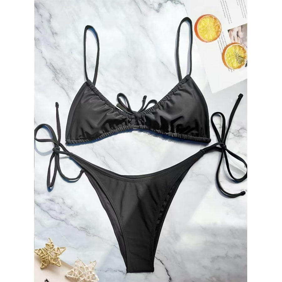 Ensemble bikini deux pièces à imprimé léopard et nœud à l'avant pour femme, Berg-feldt