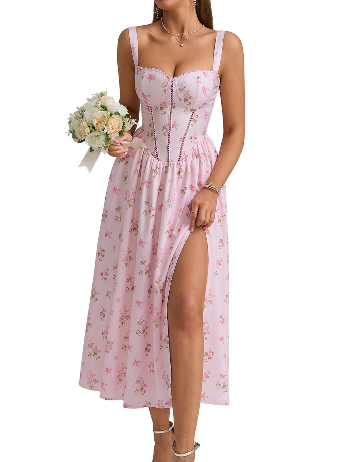 Berg-Feldt Robe Midi Femme avec Bustier Doublé et Poches