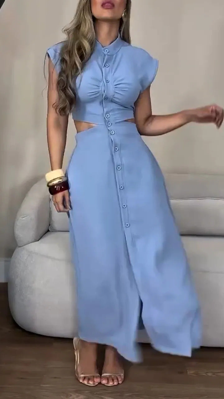 Asymmetrisches Maxikleid mit Taillengürtel von berg-feldt