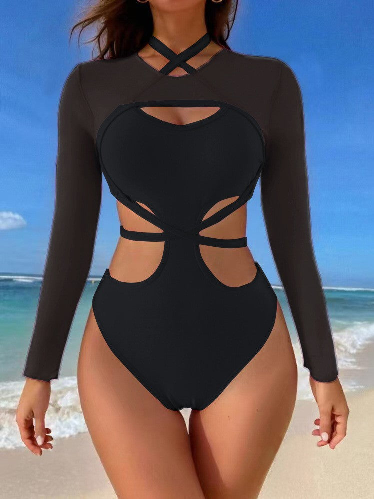 Badeanzug für Damen mit raffiniertem Cut-out und langen Ärmeln von berg-feldt