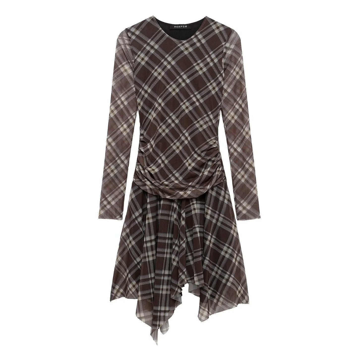 Asymmetrisches Damenkleid mit Raffung und langen Ärmeln von berg-feldt