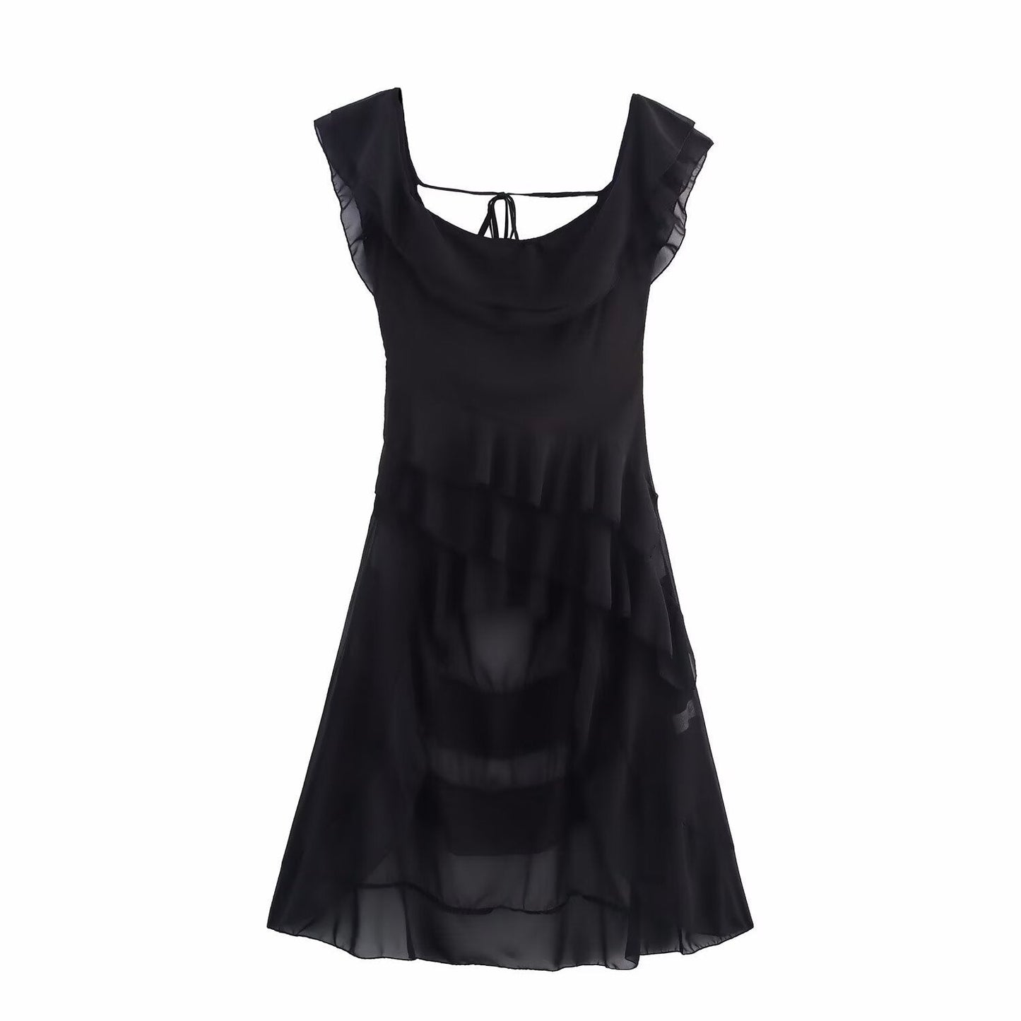 Women's Maxi Dress with Ruffled Layer and Open Back Detail by berg-feldt