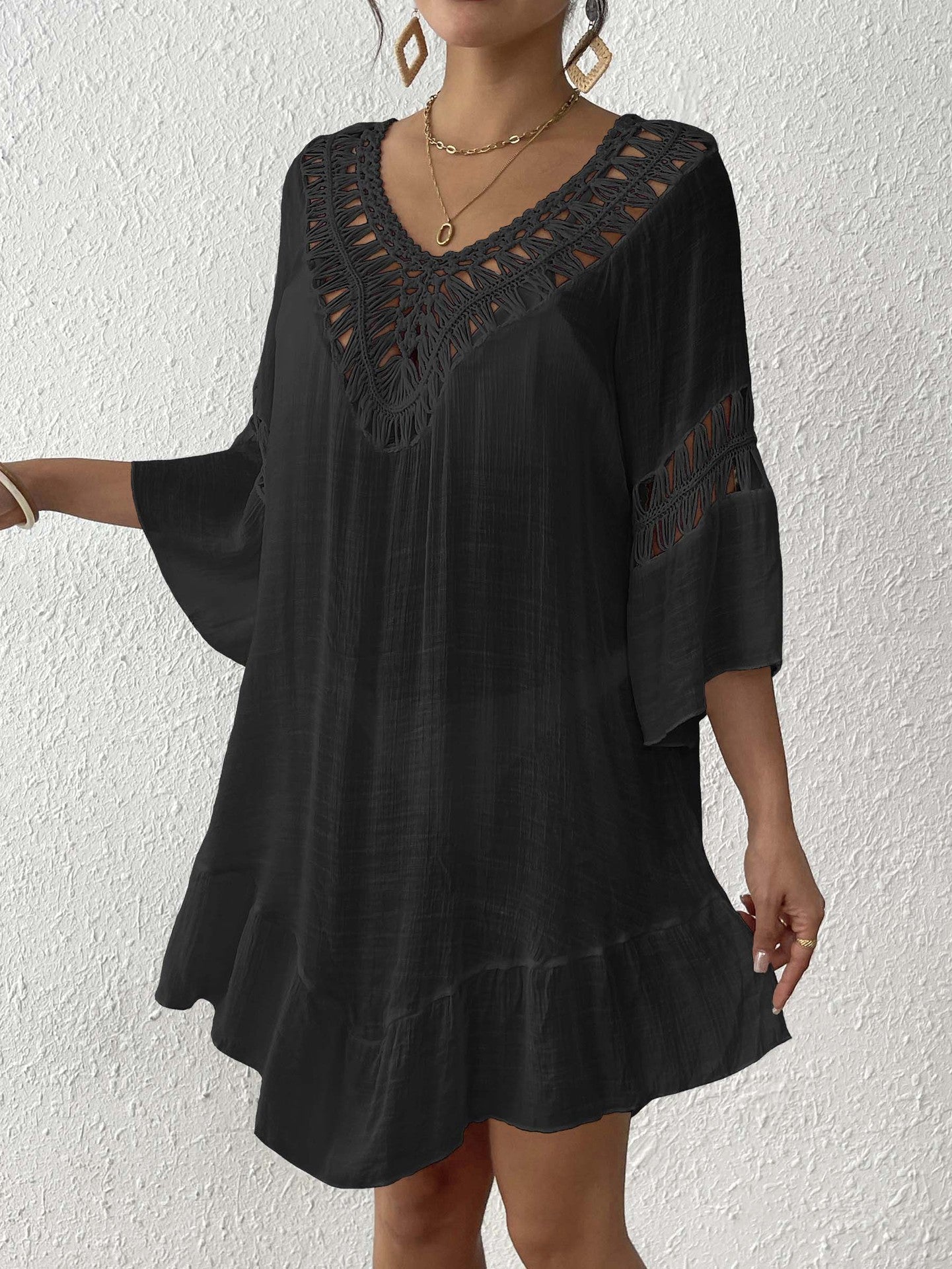 Robe cache-maillot de plage bohème à détails en crochet par berg-feldt