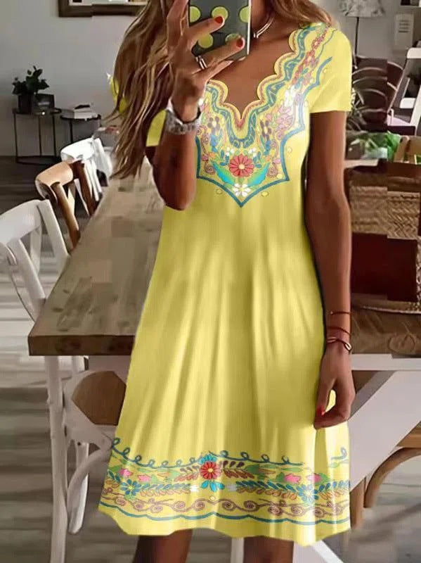A-Linienkleid für Damen mit bestickten, farbenfrohen Blumenapplikationen von berg-feldt