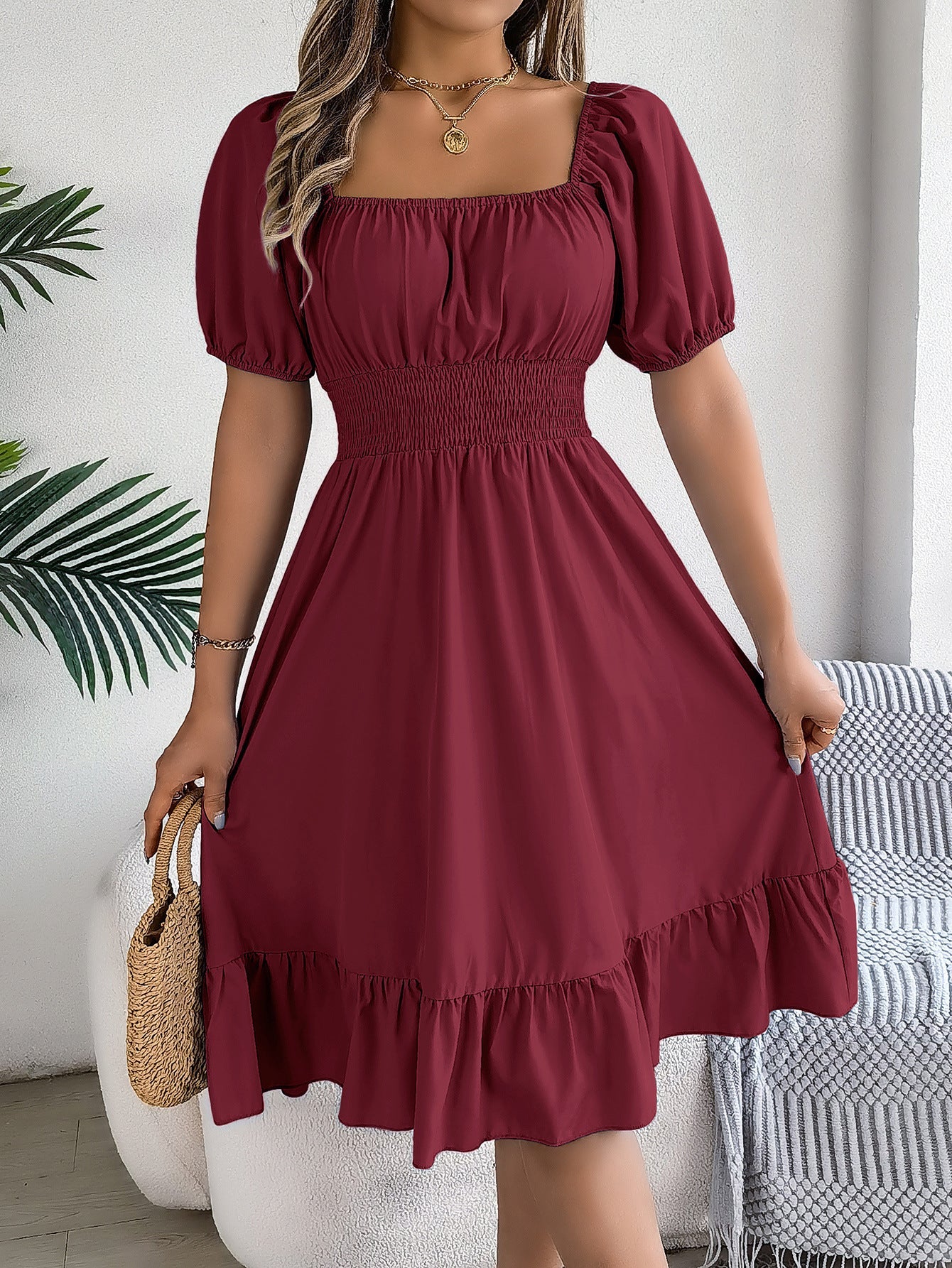 Robe d'été légère pour femme avec manches bouffantes et jupe évasée de berg-feldt