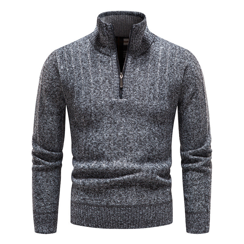 Herren eleganter Strickpullover mit Stehkragen und kurzer Reißverschluss Berg-Feldt