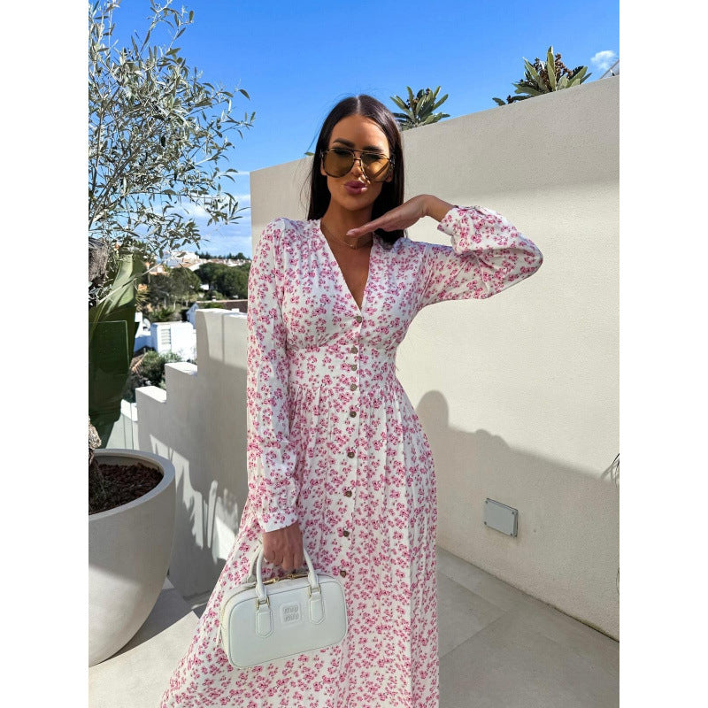 Robe longue femme à imprimé floral avec ceinture réglable à la taille de berg-feldt