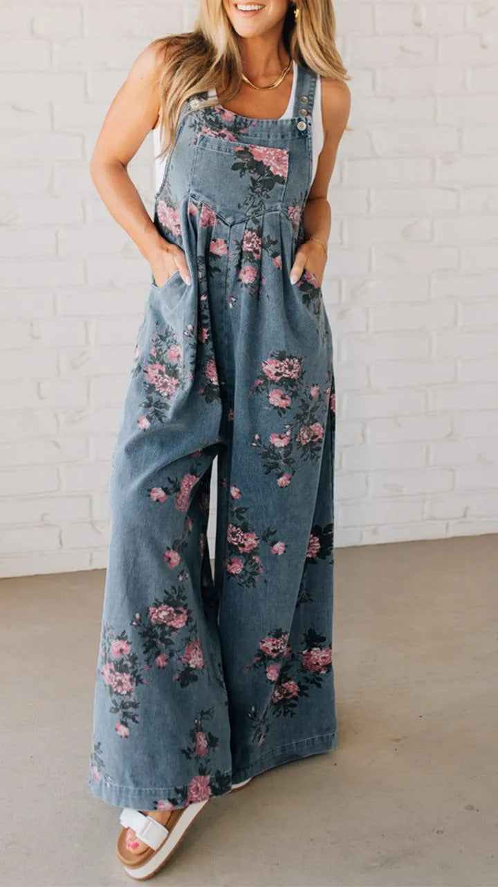 Weite Damenhose aus Baumwolle mit Blumenmuster von berg-feldt