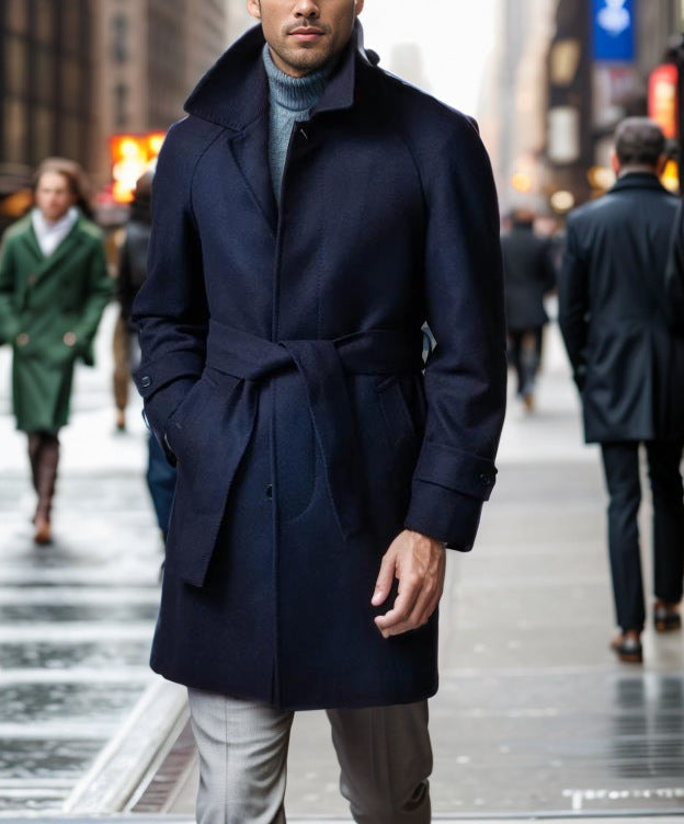 Trench-coat de laine homme tendance avec ceinture et grandes poches Berg-Feldt