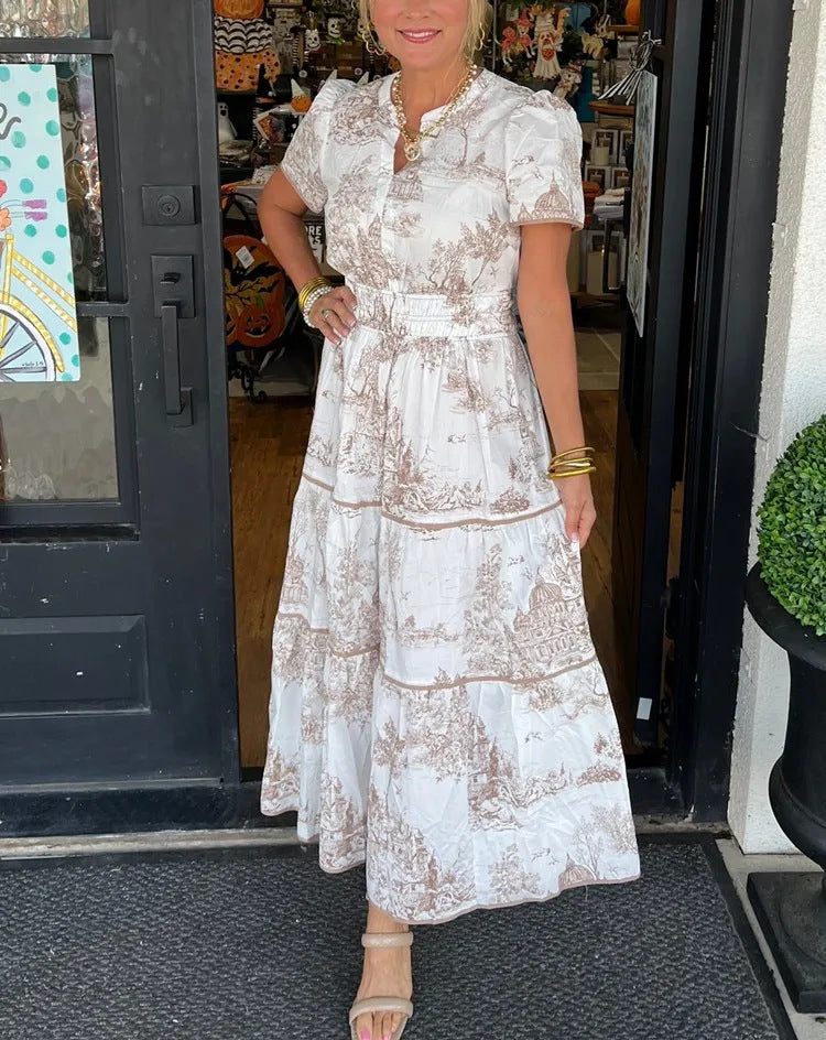 Berg-Feldt Damen-Maxikleid mit floralen Vintage-Details