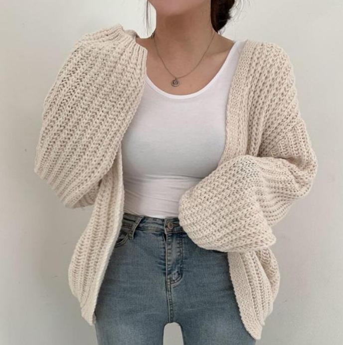 Cardigan oversize en grosse maille avec col en V profond pour femme Berg-Feldt