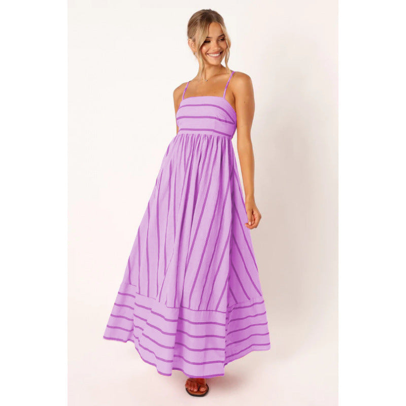 Robe longue femme à fines rayures et taille élastique Berg-Feldt